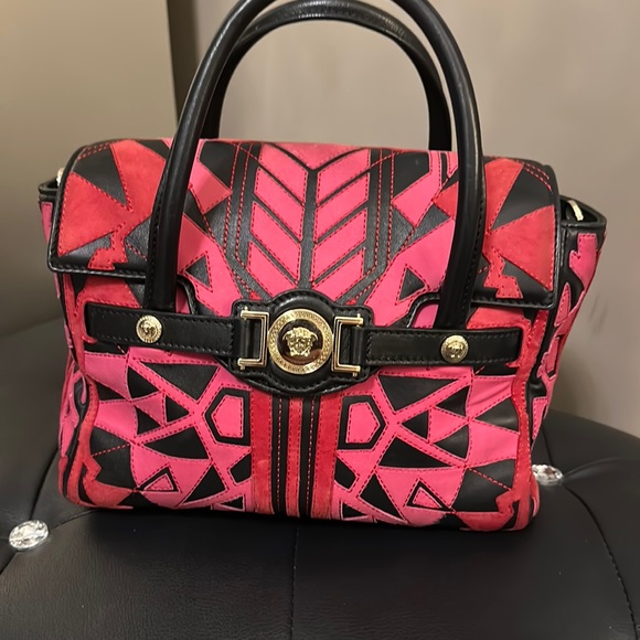 Versace Handbags - Versace Pink, Red and Black Handbag